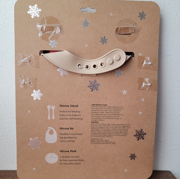 Babys 1st Christmas Embroidered Bib Socks Silicone Plate Dining Meal Set Lot NWT - Picture 3 of 8